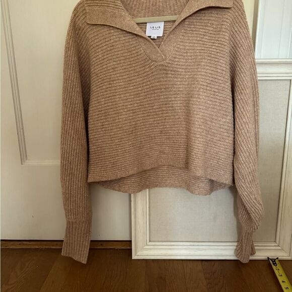 Lelis Collection heathered camel long sleeved rib knit sweater - S - Picture 4 of 9